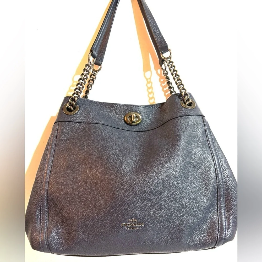 Coach navy blue Leather Shoulder Bag